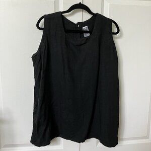 Kaliyana Tunic Tank Womens L Black Linen Blend Button Back Lagenlook Boho